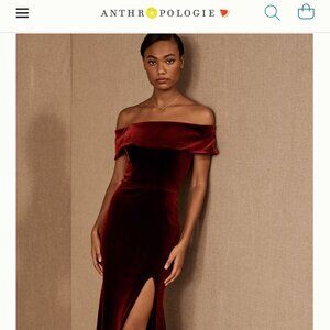 Anthropology BHLDN Burgundy Red Velvet Dress